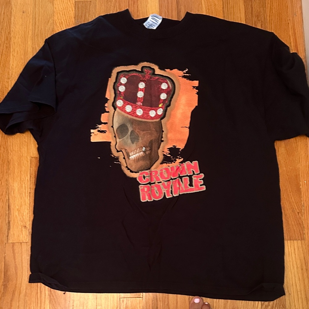 CROWN ROYAL Skull Black Graphic T-Shirt size 2XL